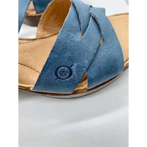 Born Blue Suede Criss Cross Wedges With Supportive Gel
