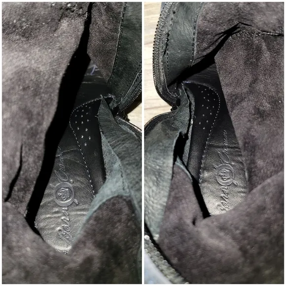 Born Crown Olana Blue Gray Side Zip Knee High Suede Wedge Boots Women's Size 6.5