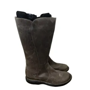 Born D44922 Riding Boots Women's US 8.5M Gray Leather Side Zip Round Toe Boots