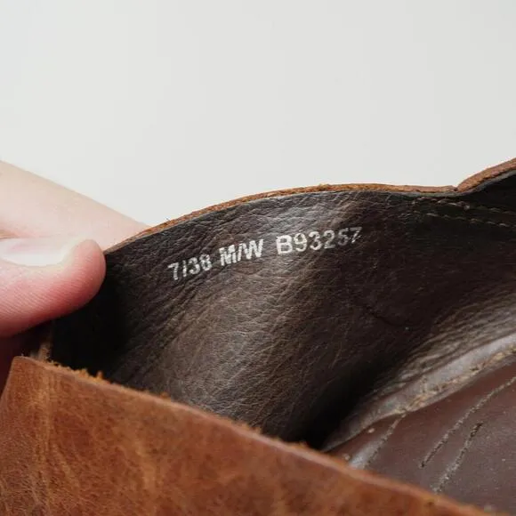 Born Emmy Sandals Wedge Heel Platform Brown Leather Shoe Slingback Sz 7 Boho SEE
