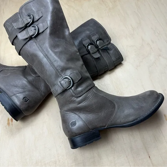 Born Gray Leather Buckle Boots
