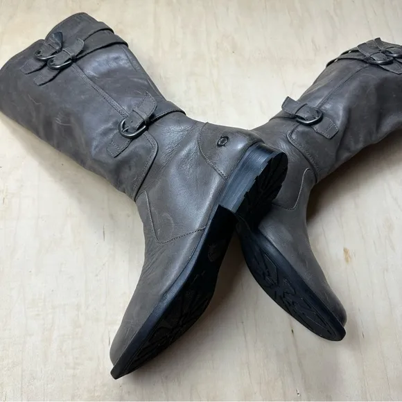 Born Gray Leather Buckle Boots
