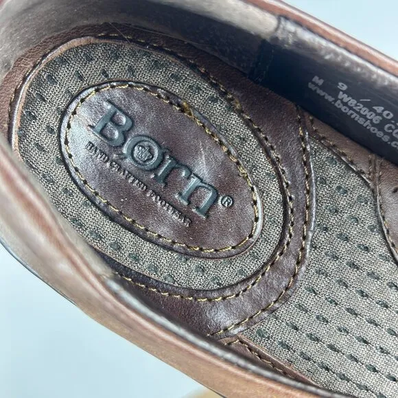 Born Leather Mary Jane Comfort Flats Womens 9 Brown Adjustable Buckle
