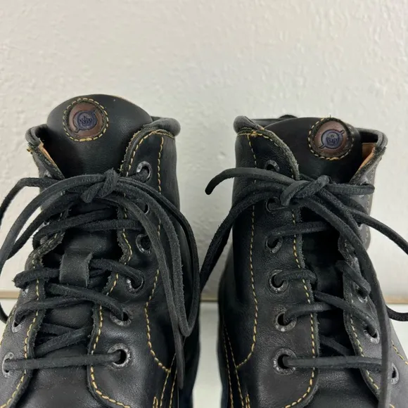 BORN Mens Black Leather Rawhide Lace Up Grunge Lug Sole Chukka Ankle Boots