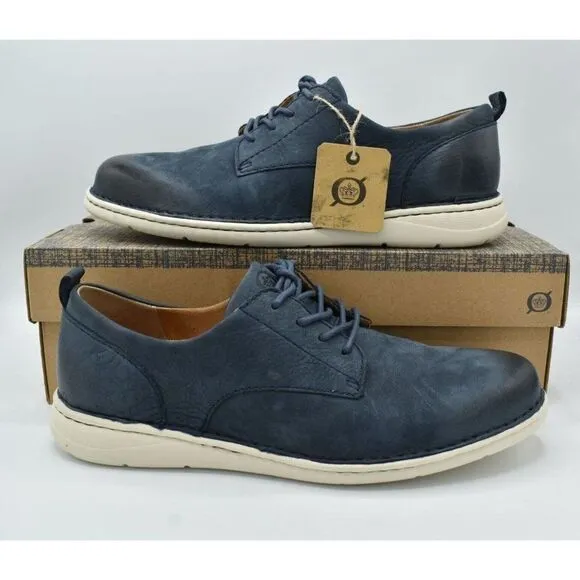 Born Mens Size 13 Todd Navy Blue Nubuck Plain Toe Derby Casual Shoes