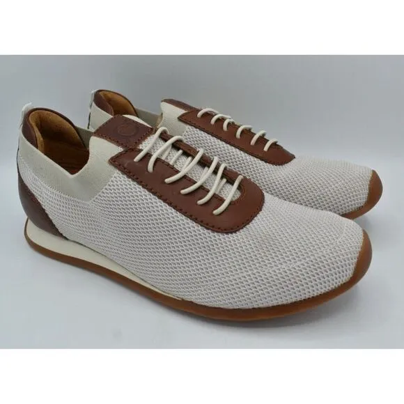 Born Mens Size 8.5 Barrett Leather Fabric Knit Slip On Casual Sneakers Shoes