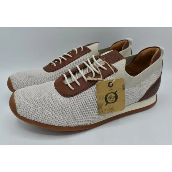 Born Mens Size 8.5 Barrett Leather Fabric Knit Slip On Casual Sneakers Shoes