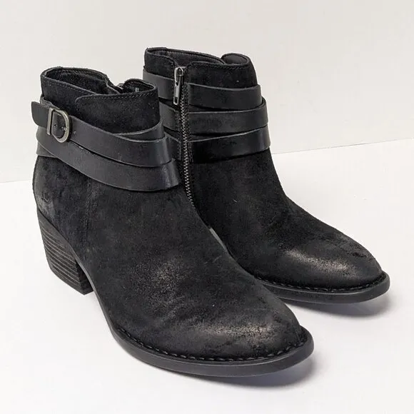 Born Payton Ankle Boots, Black Suede, Women's 8