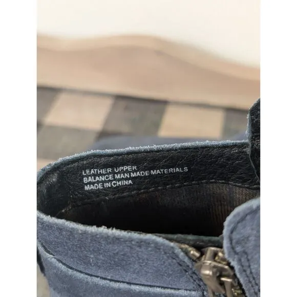 Born Trinculo Side Zip Ankle Boots Blue Suede Women's Size 9M