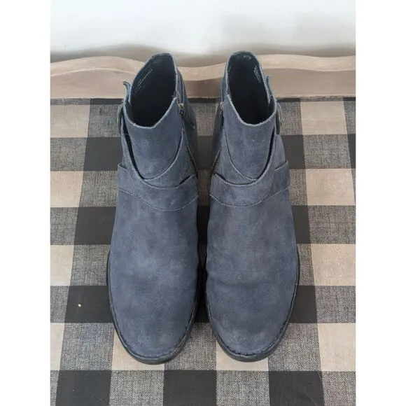 Born Trinculo Side Zip Ankle Boots Blue Suede Women's Size 9M