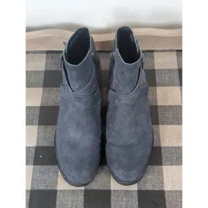 Born Trinculo Side Zip Ankle Boots Blue Suede Women's Size 9M