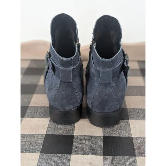 Born Trinculo Side Zip Ankle Boots Blue Suede Women's Size 9M