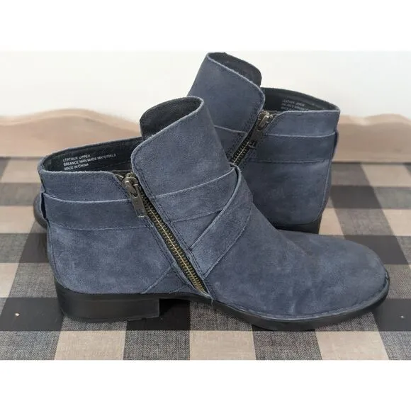 Born Trinculo Side Zip Ankle Boots Blue Suede Women's Size 9M