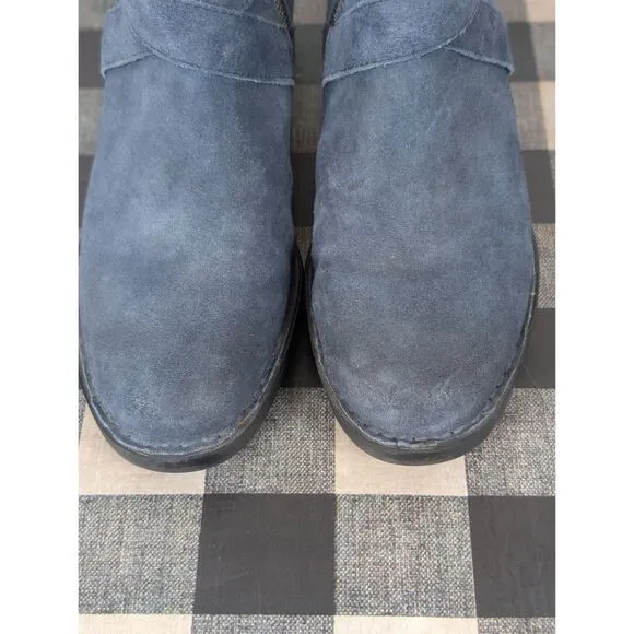 Born Trinculo Side Zip Ankle Boots Blue Suede Women's Size 9M