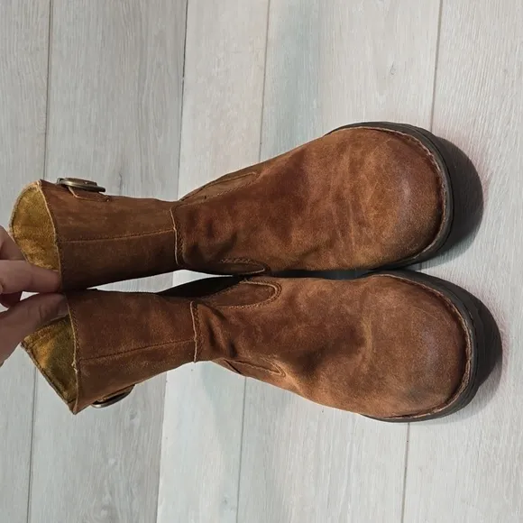 Born Women Elia Distressed Ankle Leather Suede Boots moto shoes sz 7.5M