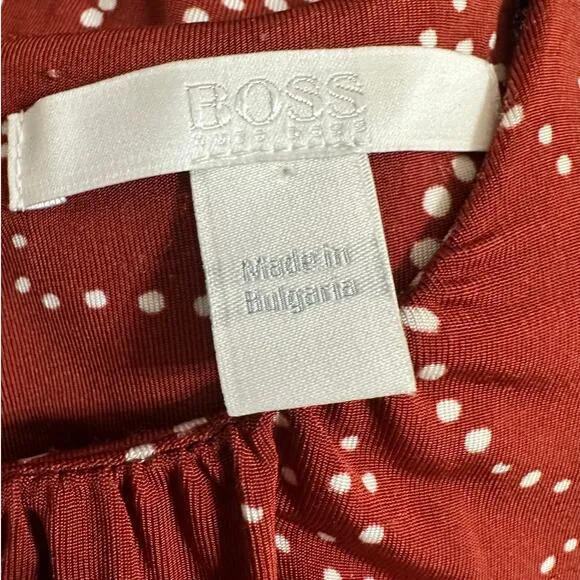Boss Esoara Rust Floral Sleeveless Belted A-line Midi Dress size Small
