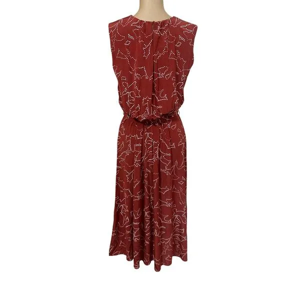 Boss Esoara Rust Floral Sleeveless Belted A-line Midi Dress size Small