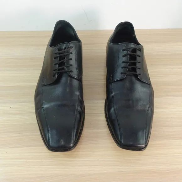 BOSS Hugo Boss Mens Dress Shoes 11 Black Derby Cuoio Formal Groom Luxury Career