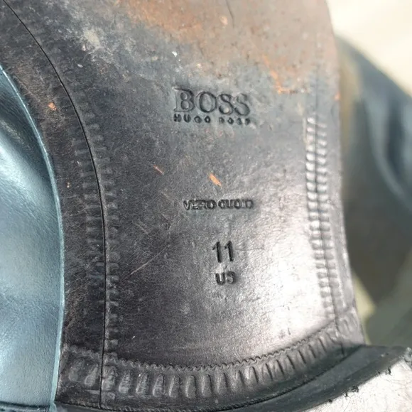 BOSS Hugo Boss Mens Dress Shoes 11 Black Derby Cuoio Formal Groom Luxury Career