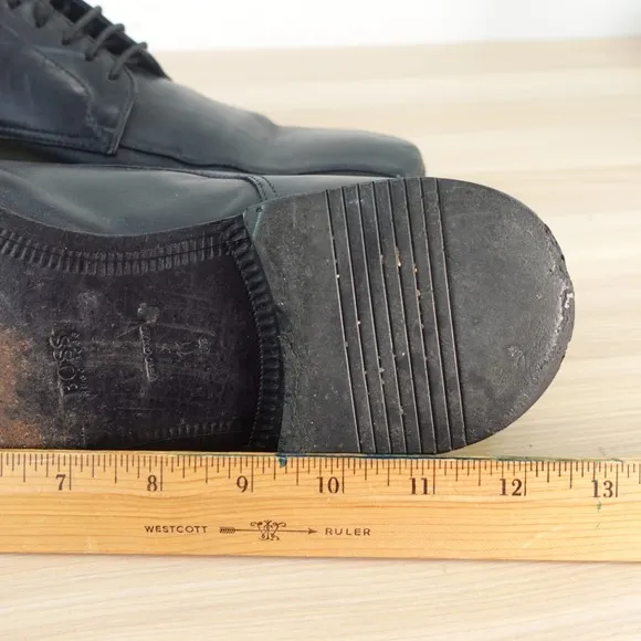 BOSS Hugo Boss Mens Dress Shoes 11 Black Derby Cuoio Formal Groom Luxury Career