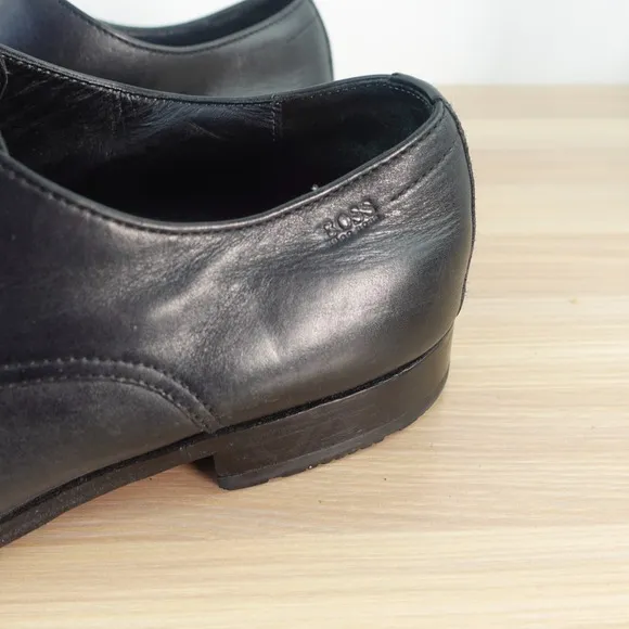 BOSS Hugo Boss Mens Dress Shoes 11 Black Derby Cuoio Formal Groom Luxury Career