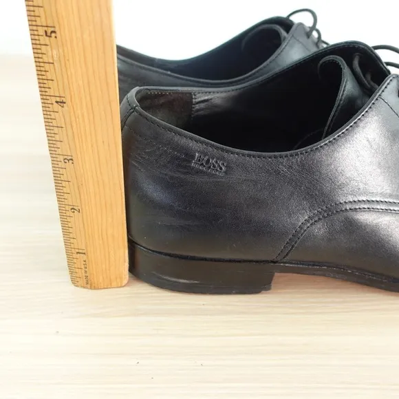BOSS Hugo Boss Mens Dress Shoes 11 Black Derby Cuoio Formal Groom Luxury Career