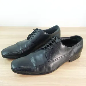 BOSS Hugo Boss Mens Dress Shoes 11 Black Derby Cuoio Formal Groom Luxury Career