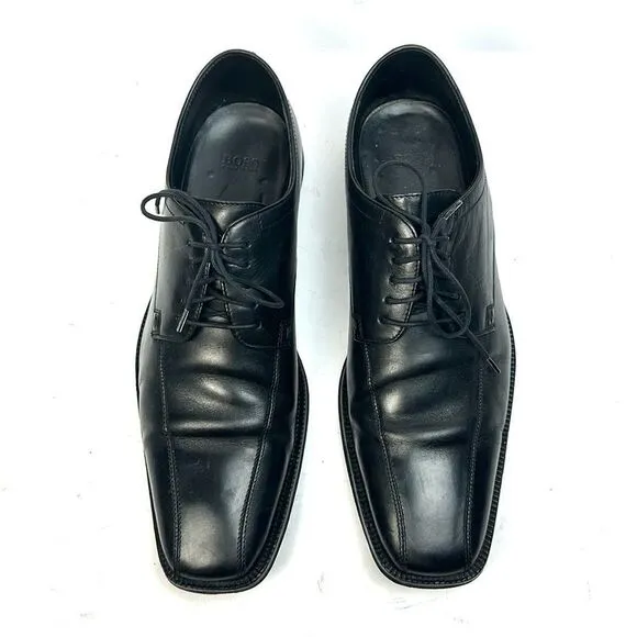 BOSS Hugo Boss Black Square Toe Dress Shoe Derby Lace Up Men’s Size US 11