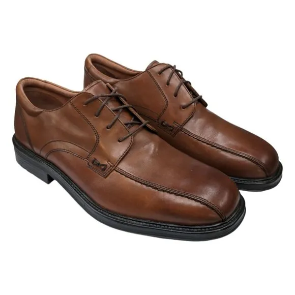 Bostonian Leather Derby Shoes Mens Tan Brown Square Bicycle Toe 28927 Size 10
