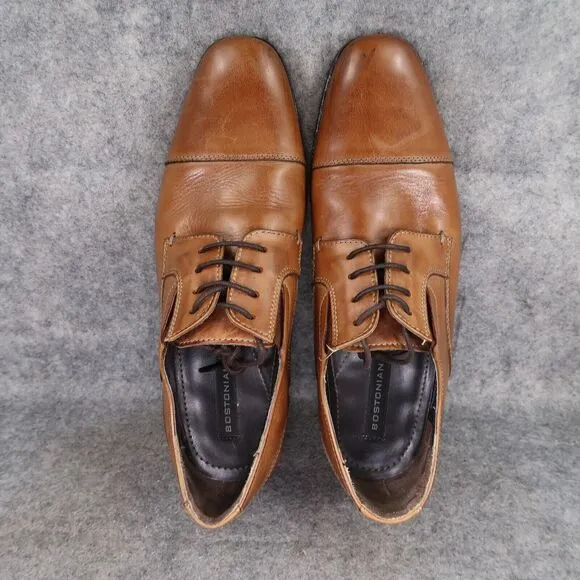 Bostonian Shoes Mens 9.5 Oxford Derby Cap Toe Dress Classic Leather Brown Formal