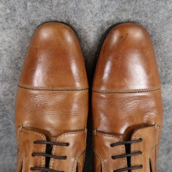 Bostonian Shoes Mens 9.5 Oxford Derby Cap Toe Dress Classic Leather Brown Formal