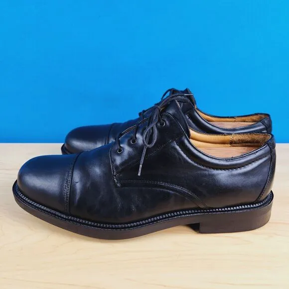 Bostonian Strada First flex Mens Size 13 Shoes Italy Derby Black Leather Cap toe