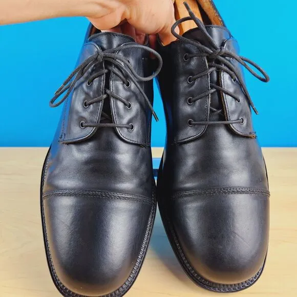 Bostonian Strada First flex Mens Size 13 Shoes Italy Derby Black Leather Cap toe