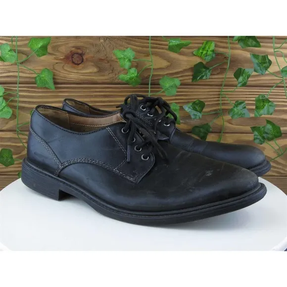 Bostonian Sz 12‎ Derby Oxfords Black Leather Men Lace Up Medium (D, M)