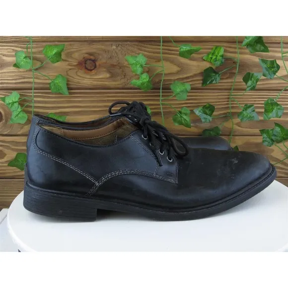Bostonian Sz 12‎ Derby Oxfords Black Leather Men Lace Up Medium (D, M)