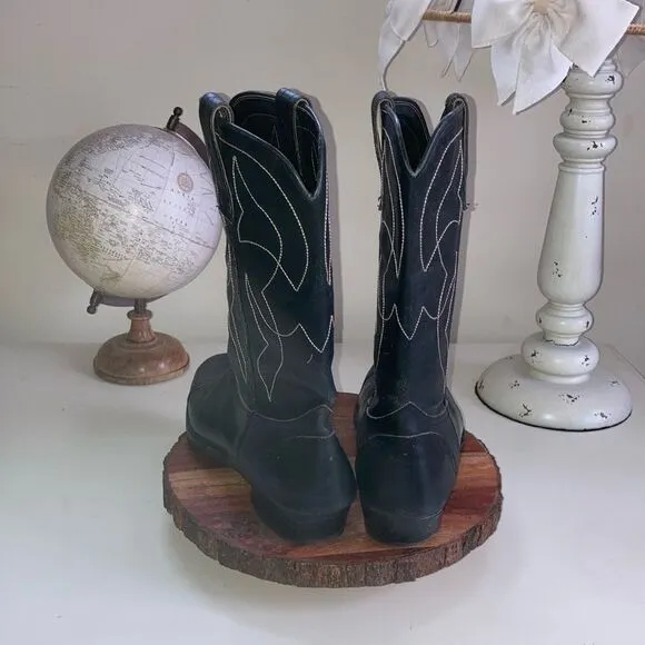 BOSTONIAN 19.5 Black Leather Boots