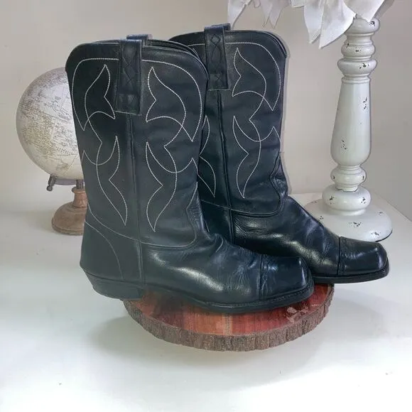 BOSTONIAN 19.5 Black Leather Boots