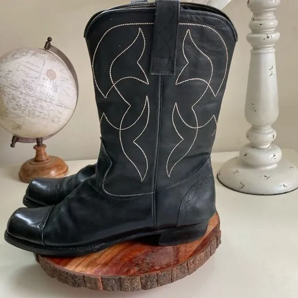 BOSTONIAN 19.5 Black Leather Boots