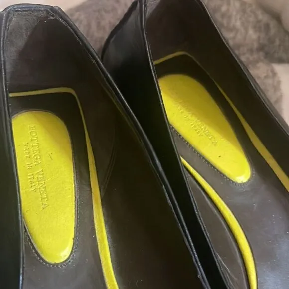 Bottega Veneta Leather Whipstitch Trim Flats - Black sz10 41 euc made in italy