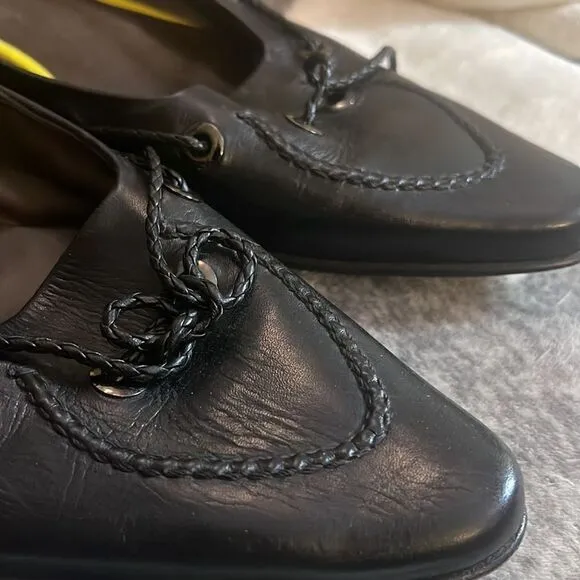 Bottega Veneta Leather Whipstitch Trim Flats - Black sz10 41 euc made in italy