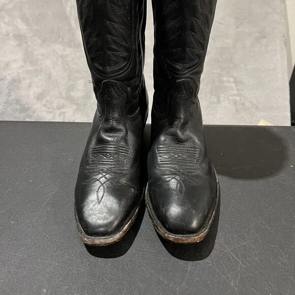 Boulet Cowboy Boots Men's 10 D Black Leather Western Round Toe Boots