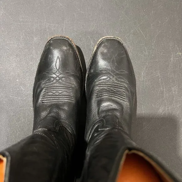 Boulet Cowboy Boots Men's 10 D Black Leather Western Round Toe Boots