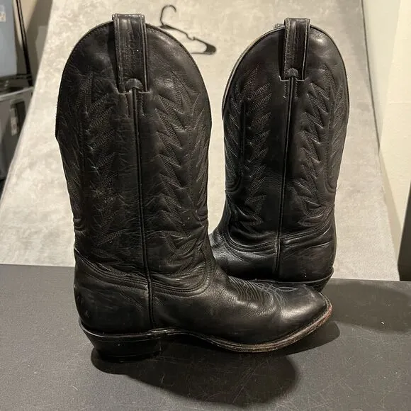Boulet Cowboy Boots Men's 10 D Black Leather Western Round Toe Boots