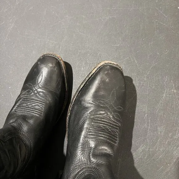 Boulet Cowboy Boots Men's 10 D Black Leather Western Round Toe Boots