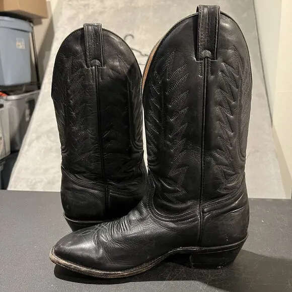 Boulet Cowboy Boots Men's 10 D Black Leather Western Round Toe Boots