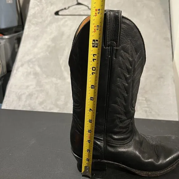 Boulet Cowboy Boots Men's 10 D Black Leather Western Round Toe Boots