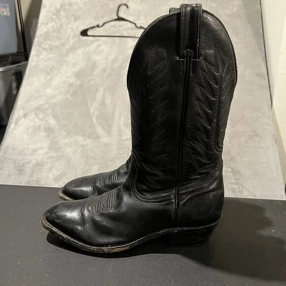 Boulet Cowboy Boots Men's 10 D Black Leather Western Round Toe Boots