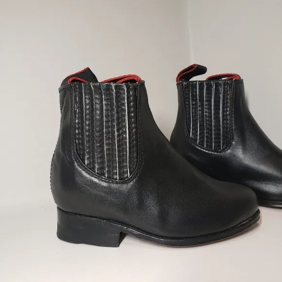 Boys Size 4.5 Toddler Boots Charro Boot Black Leather Mariachi Western Diegos