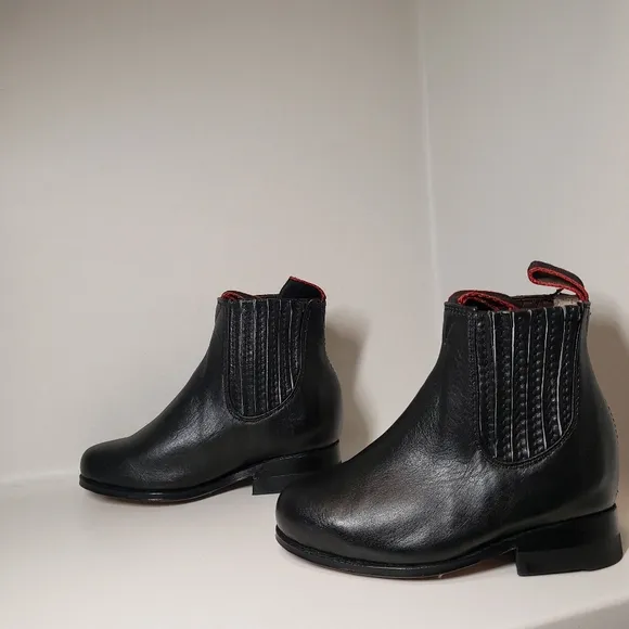 Boys Size 4.5 Toddler Boots Charro Boot Black Leather Mariachi Western Diegos
