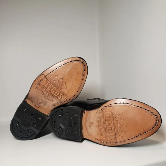 Boys Size 4.5 Toddler Boots Charro Boot Black Leather Mariachi Western Diegos